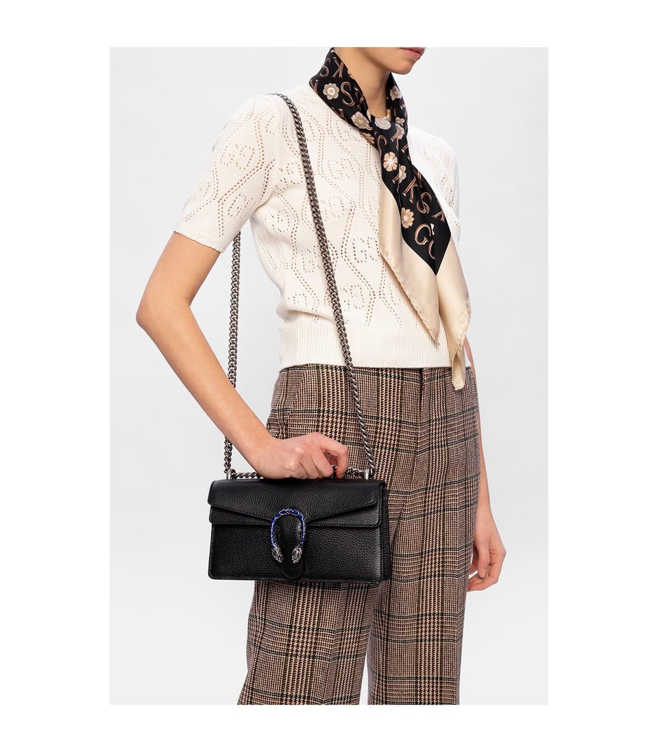 Gucci Dionysus Small Shoulder Bag in Black Leather view 3