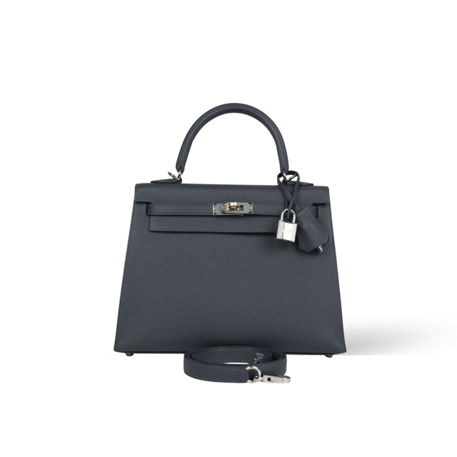 Hermes Kelly 25 Bag In Dark Navy Epsom Leather For Women 25cm/10in