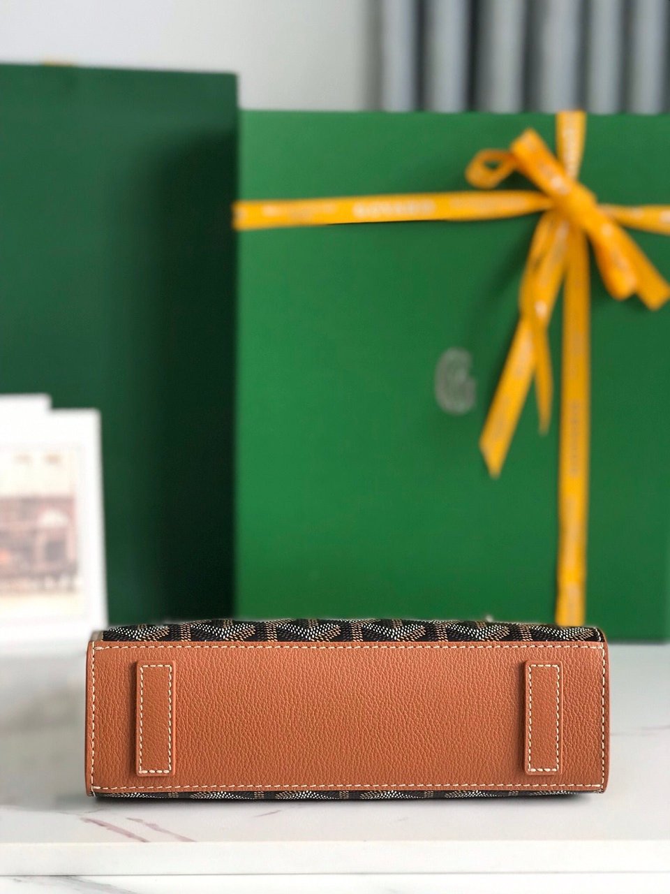 Goyard Rouette Structuré Mini Bag 21 Cm Black Goyardine Canvas And Tan Calfskin view 5