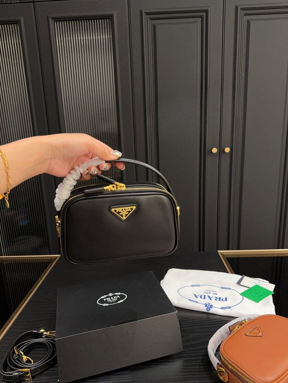 Prada Odette Leather Mini Bag Black 18Cm view 4