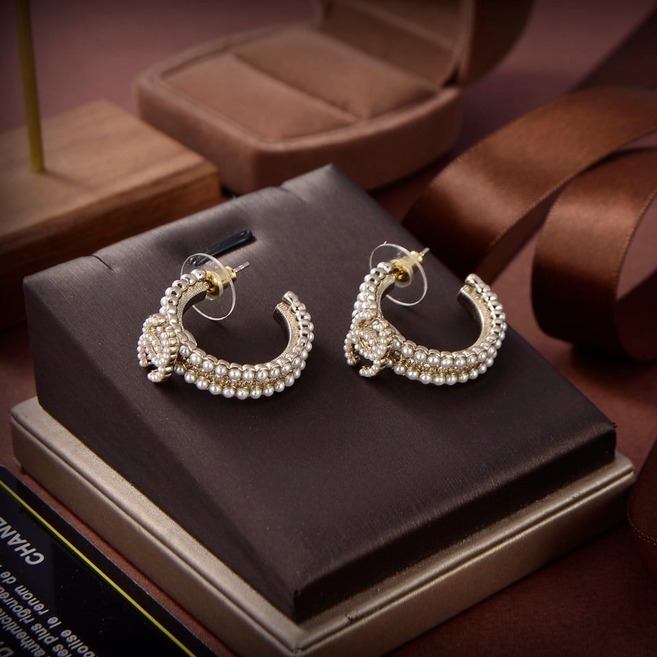 Chanel Metal Strass Earrings view 5