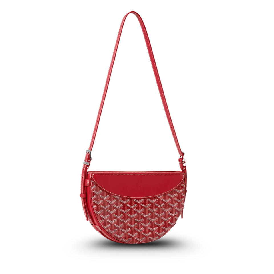 Goyard Hirondelle Bag 25 Cm Classic Red Lambskin And Goyardine Canvas view 2