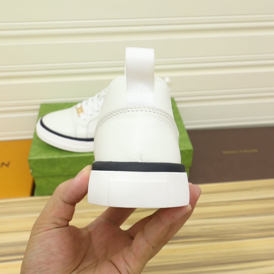 Gucci Men?S Platform Sneakers Leather White With Black Edge view 9