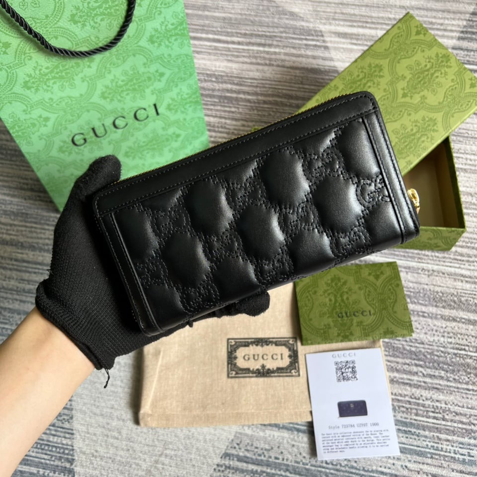 Gucci GG Matelassé Zip-Around Wallet Black 7.6 in/ 19 For Women view 4