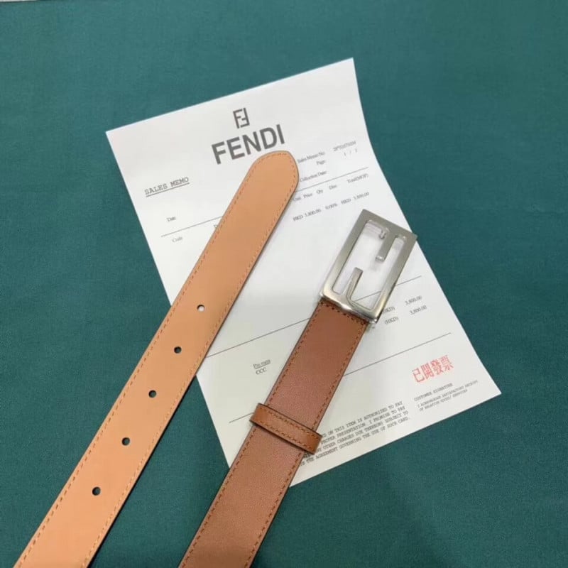 Fendi Baguette 30mm FF Buckle Belt 8C05311 Light Brown view 5