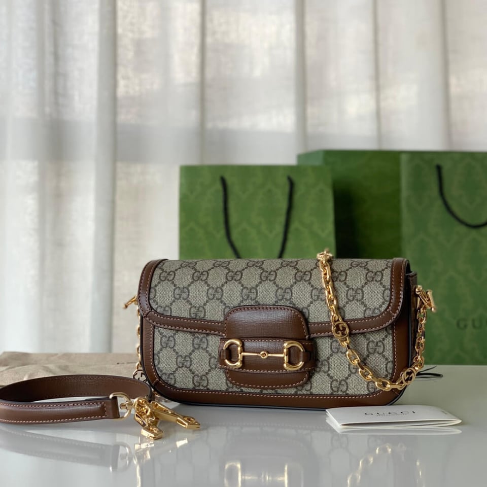 Gucci Horsebit 1955 GG Supreme Canvas Should Bag Brown view 8