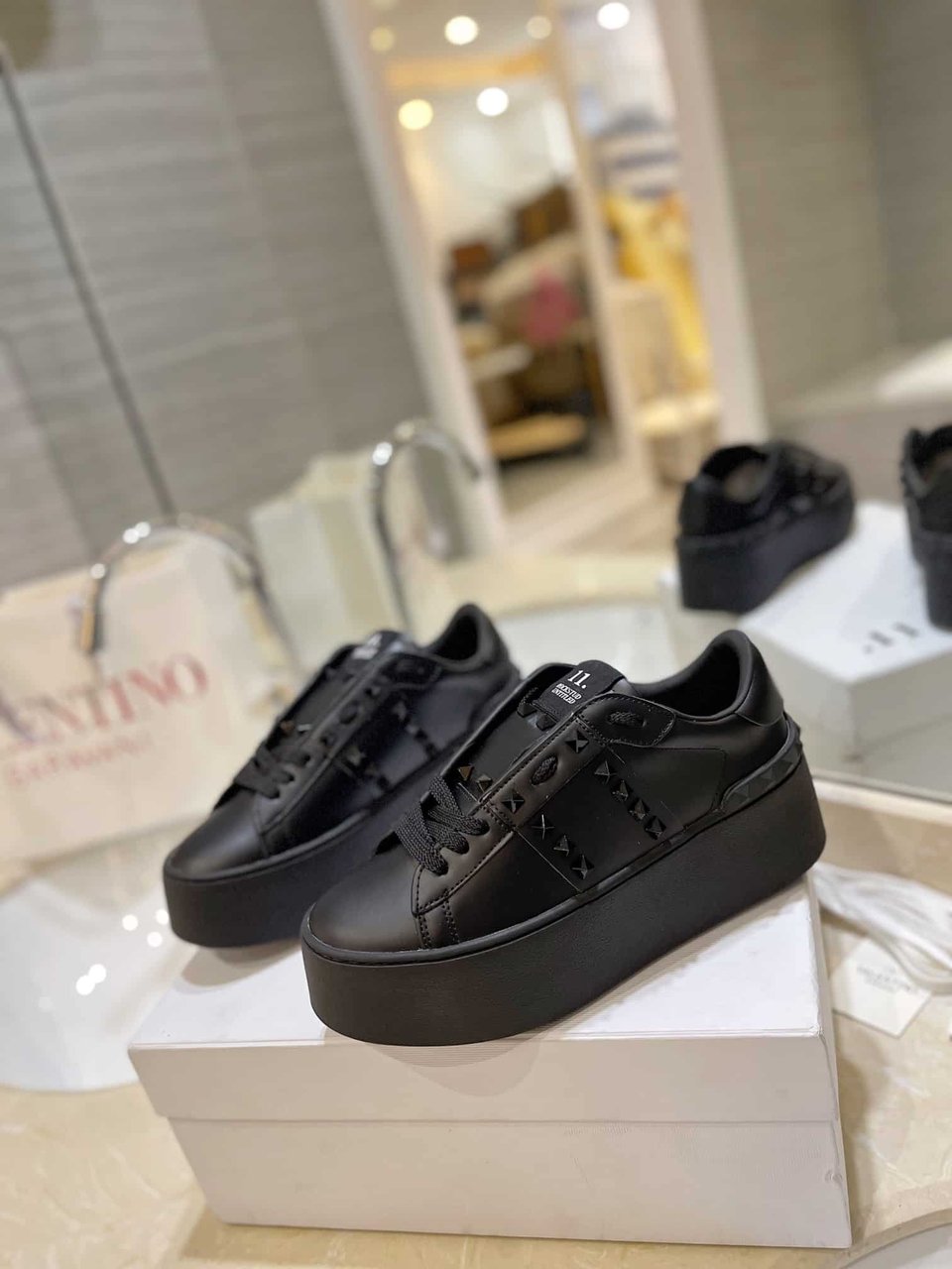 Valentino Garavani Flatform Rockstud Untitled Sneaker In Calfskin Black view 10