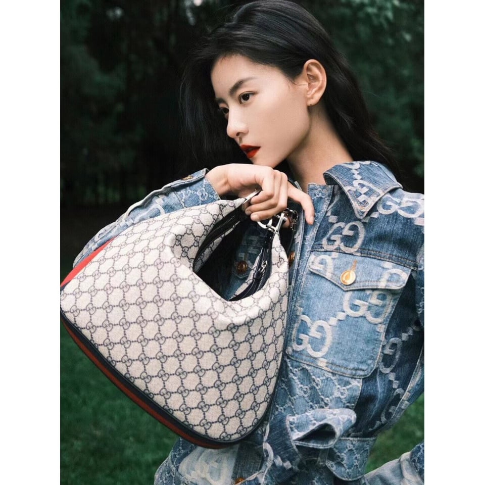 Gucci GG Supreme Attache Medium Shoulder Bag Blue view 5