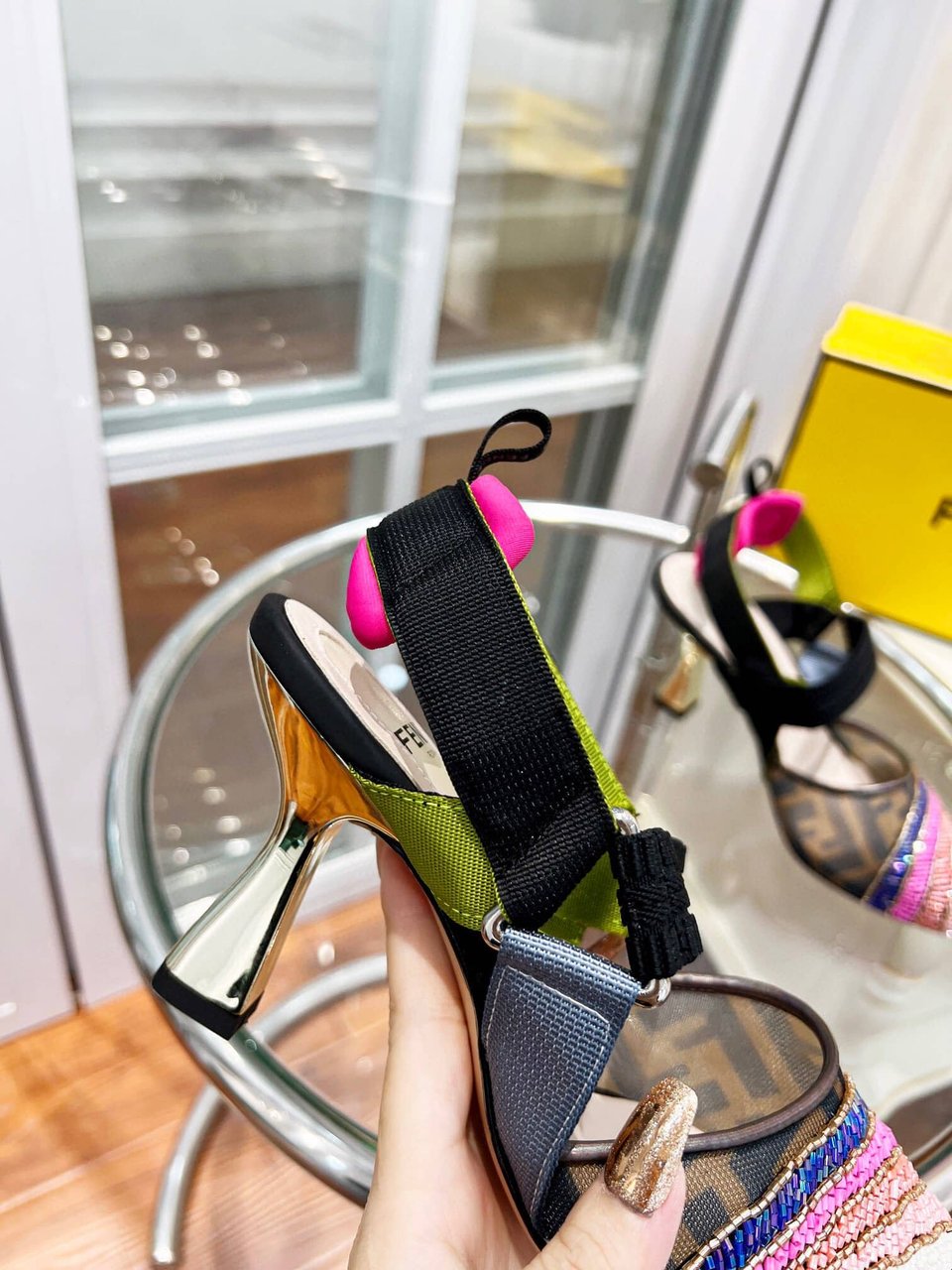 Fendi Colibri 85Mm Beaded Slingback Pumps Rainbow 8J8143Ai1E view 3