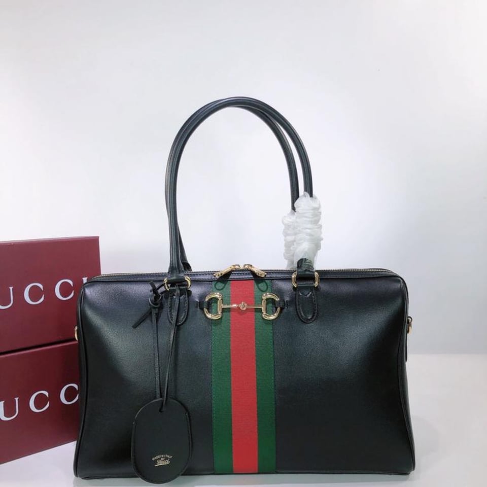 Gucci Borsetto Large Boston Bag Black 38.5cm/15.2in view 3