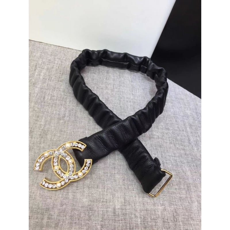 Chanel Lambskin &amp; Gold-Tone Metal Belt 94305 view 3
