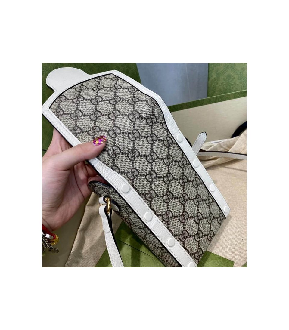 Gucci GG Supreme Horsebit 1955 Mini Bag White view 14