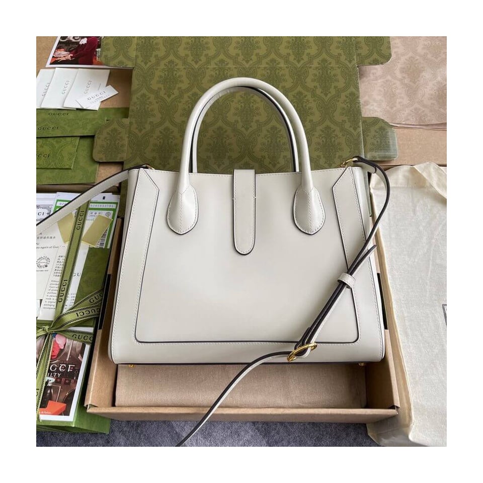 Gucci Jackie 1961 Medium Tote Bag in White Leather 30cm view 15