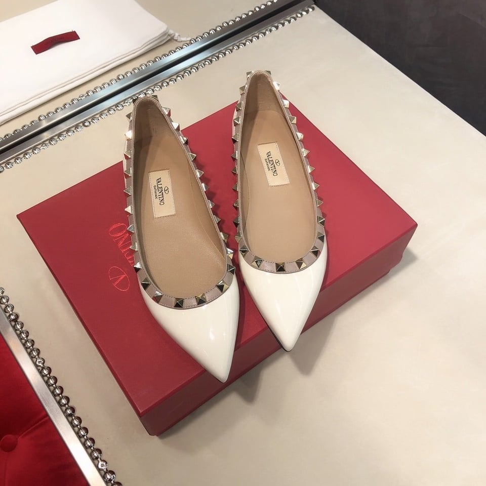 Valentino Patent Rockstud Ballet Flat White view 8