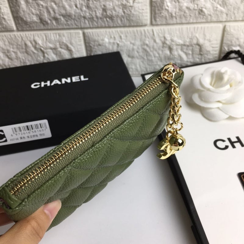 Chanel Classic Small Zipped Pouch 15 Dark Green Calfskin Gold Icon view 9