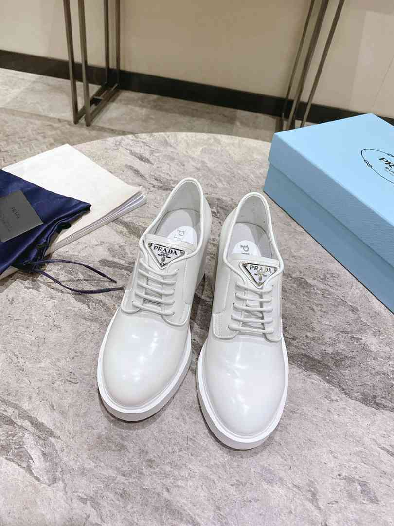 Prada Heeled Brushed Leather Lace-Ups White view 6