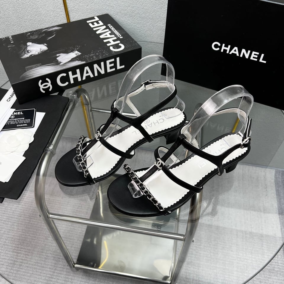 Chanel Sandals Metal Black G39645 X01000 94305 view 7