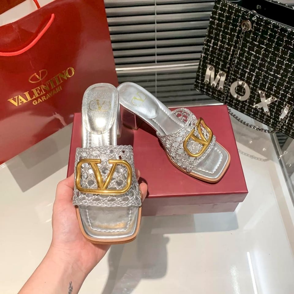 Valentino Garavani Vlogo Sandal Silver view 4