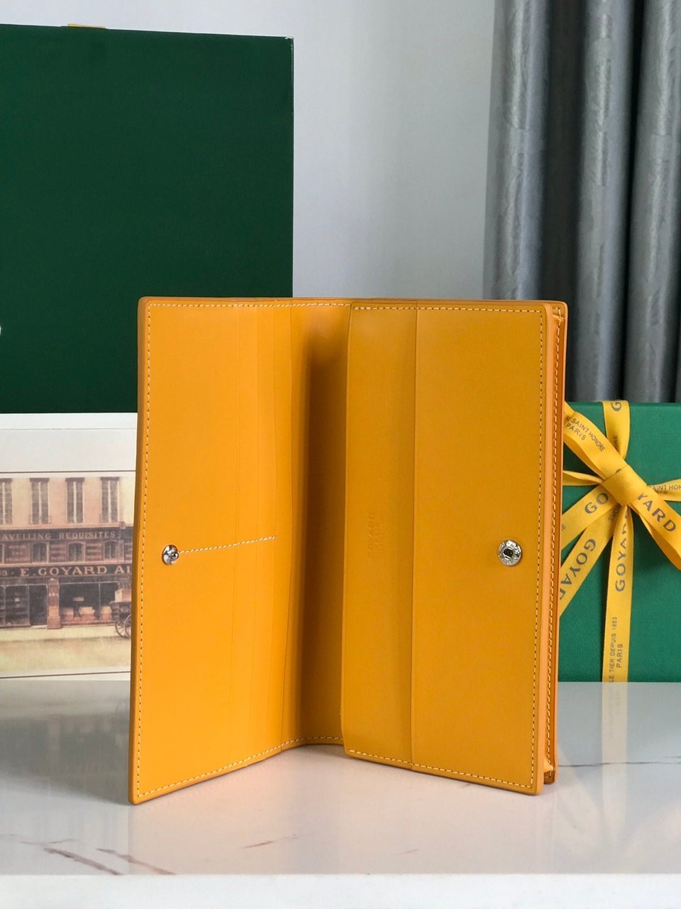 Goyard Richelieu Wallet 19 Cm Yellow Goyardine Canvas view 4