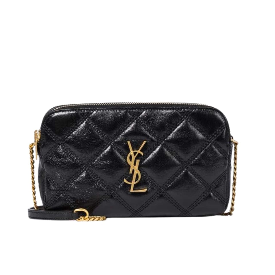 Saint Laurent Mini Becky Double Zip Bag Black 20Cm