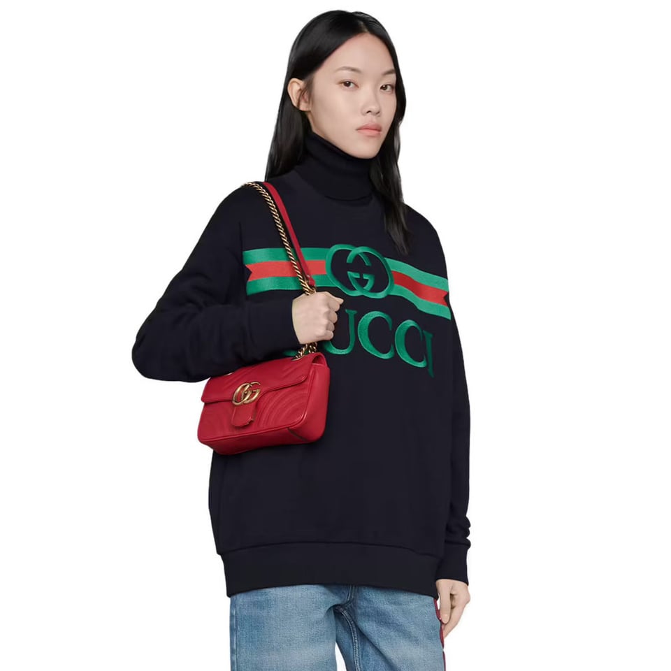 Gucci GG Marmont Matelasse Chevron Leather Mini Bag Red view 3