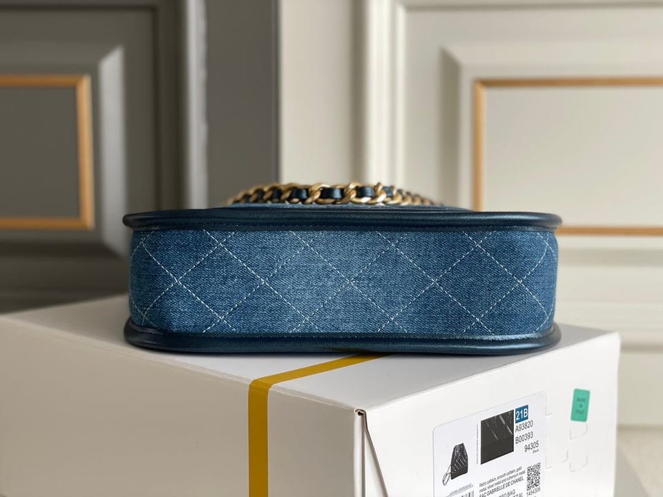 Chanel 24S 20Cm Hobo Bag Blue Denim Gold Hardware view 6