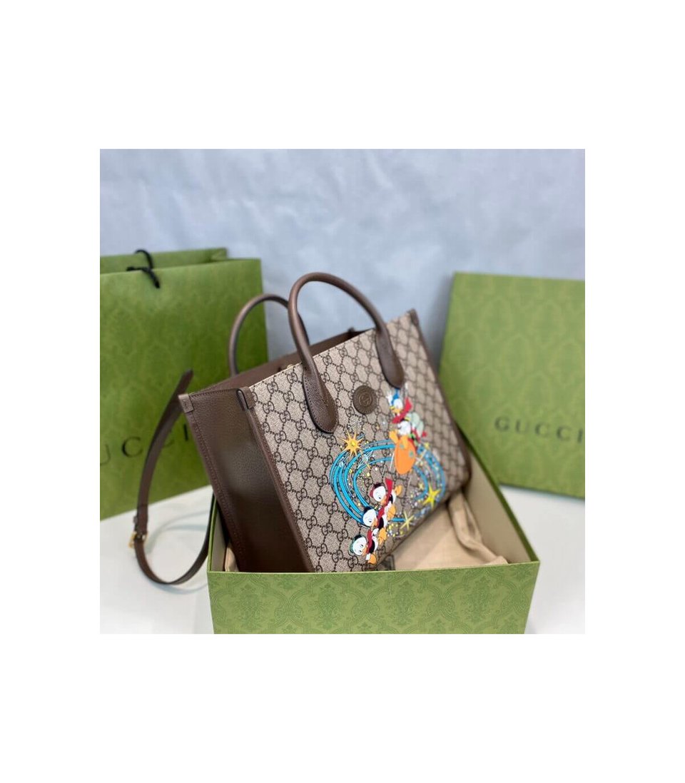 Gucci Beige GG Supreme Canvas Donald Duck Tote Bag 31cm view 9
