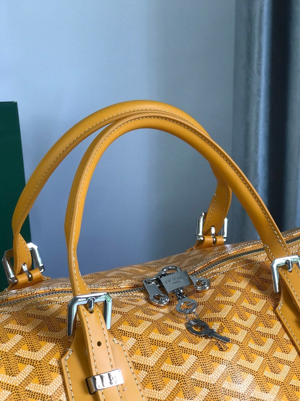 Goyard Boston 50cm Bag Yellow Goyardine Canvas And Calfskin Trim view 5