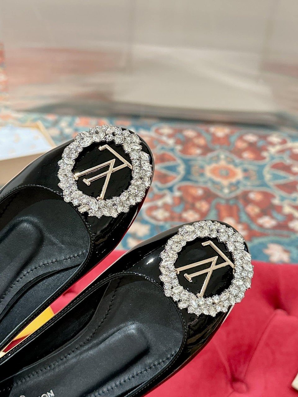 Louis Vuitton Crystal Lv Ballet Flats Black view 4