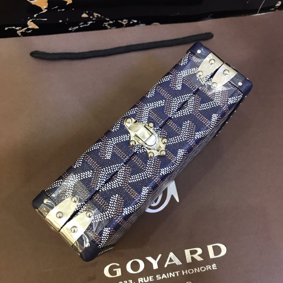 Goyard Minaudiere Trunk Bag 17Cm Navy Blue Canvas view 4
