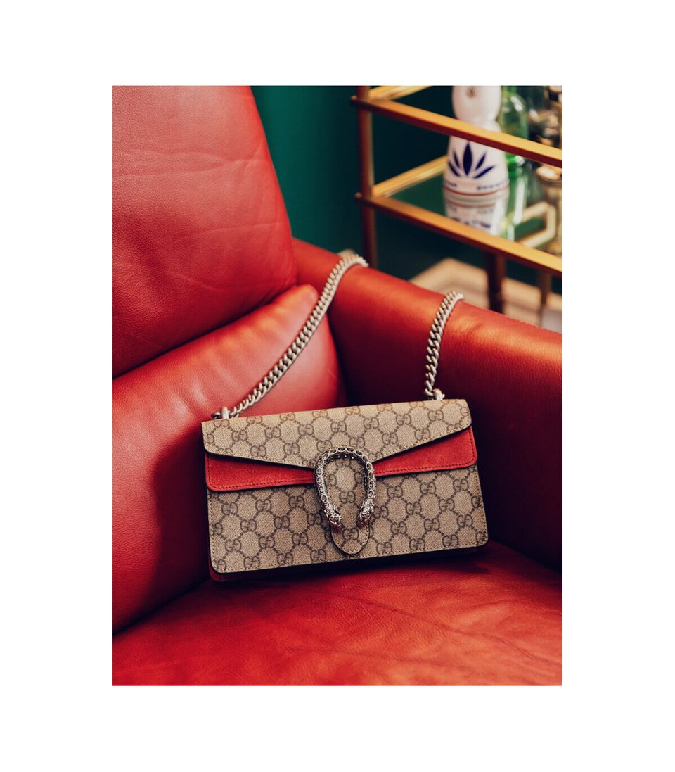 Gucci Dionysus Small Shoulder Bag in GG Supreme with Crystals Red 25cm view 4