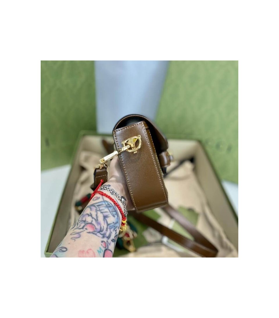 Gucci Horsebit 1955 Mini Bag in GG Supreme Brown view 10