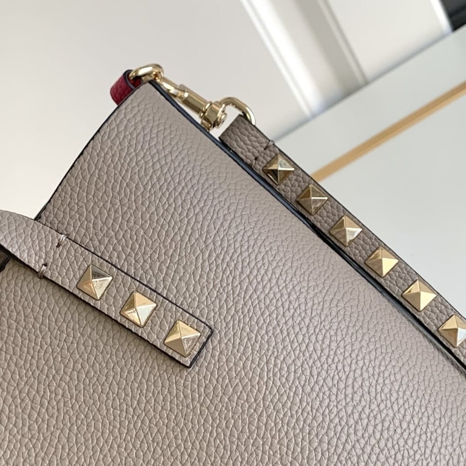 Valentino Garavani Rockstud Small Tote Bag Grey 28Cm view 6