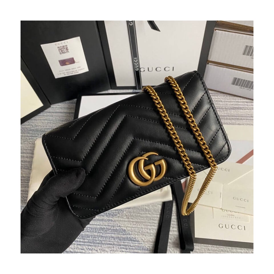 Gucci GG Marmont Mini Bag In Black Leather view 4