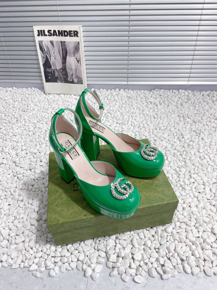 Gucci Women’S Platform Pump With Green Double G ?762386 Bnc00 3727 view 3