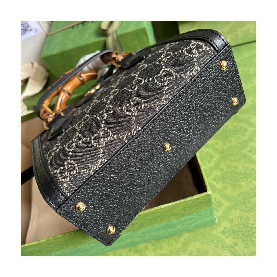 Gucci Diana Mini Tote Bag in Black Denim view 5