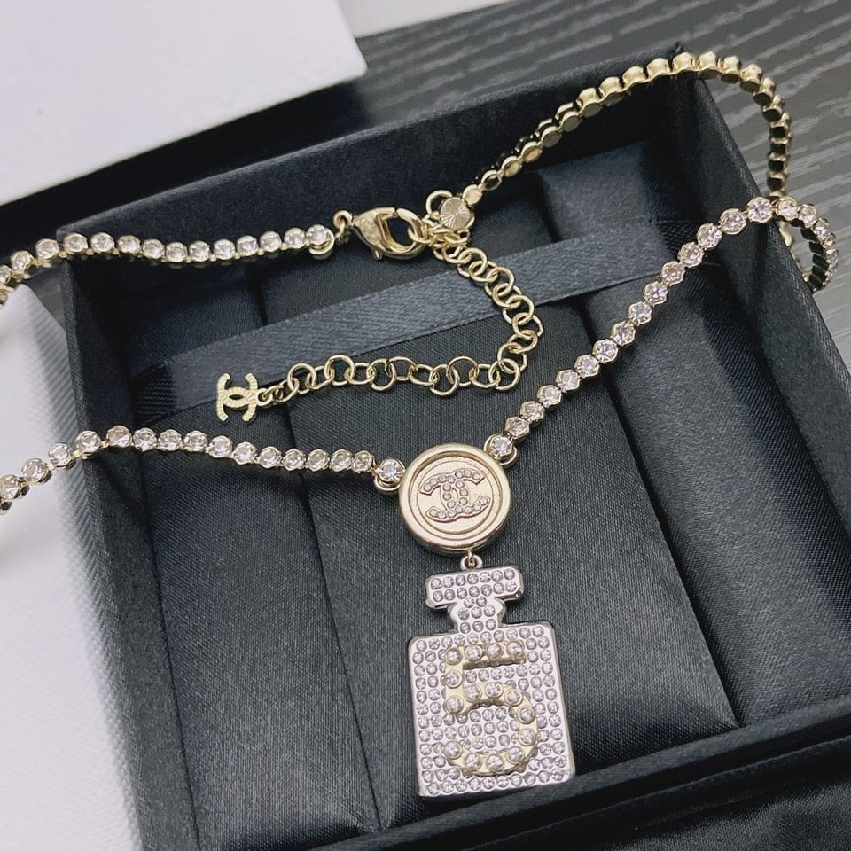 Chanel Resin Crystal Cc No 5 Perfume Bottle Necklace view 2