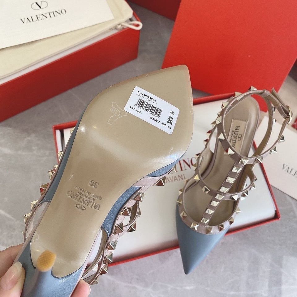 Valentino Patent Rockstud Caged Pump 100Mm Blue view 6
