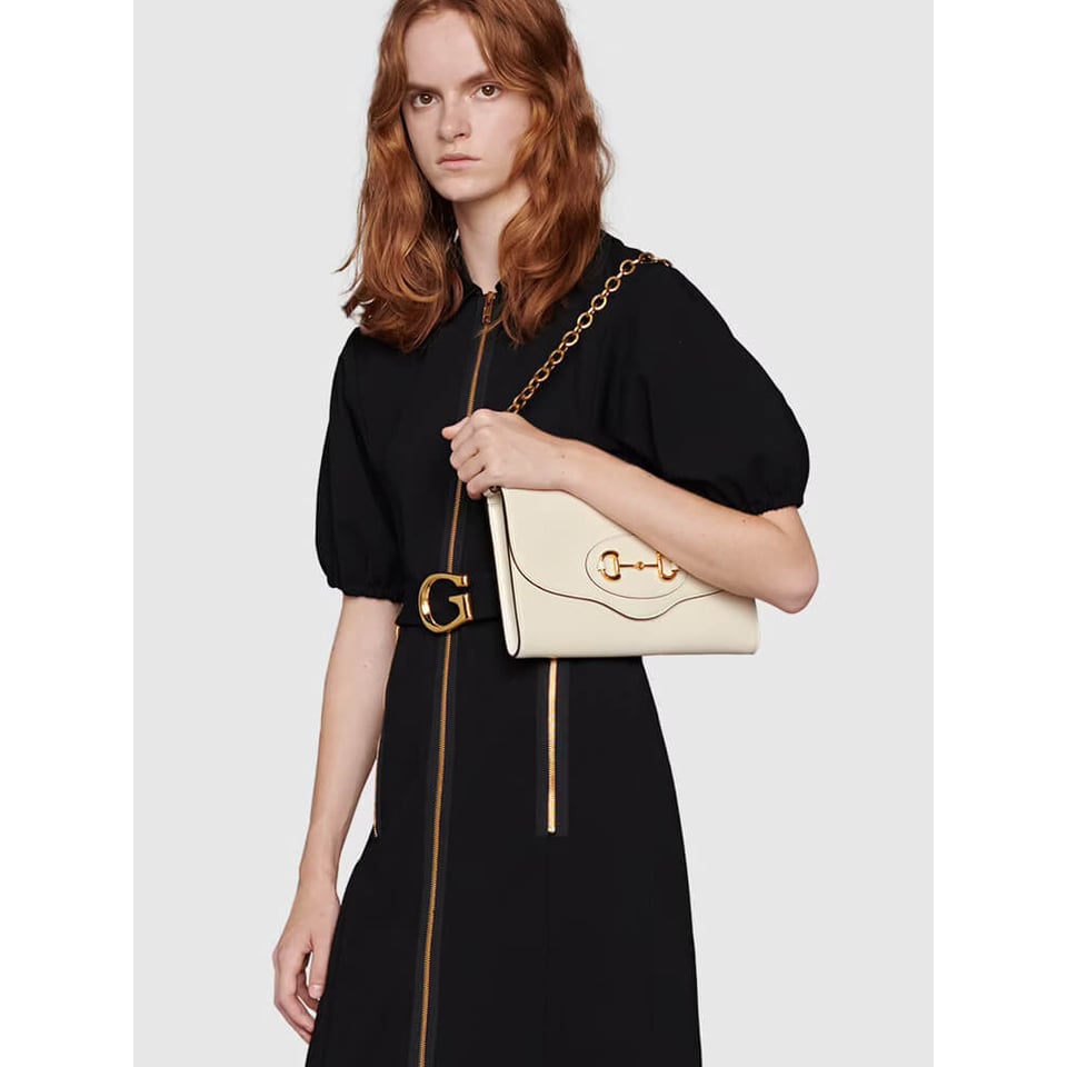 Gucci Horsebit 1955 Small Bag In White Leather view 5