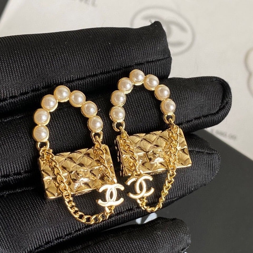 Chanel Lock Gold Earrings view 5