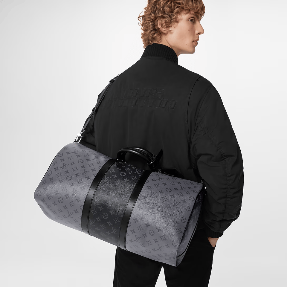Louis Vuitton Keepall Bandouliere Monogram Eclipse Reverse 50 Gray 50cm M45392 view 3