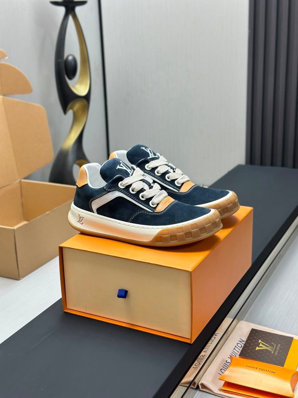Louis Vuitton Tilted Sneakers Navy Blue The Underside Of Calfskin 1AJ749 view 5
