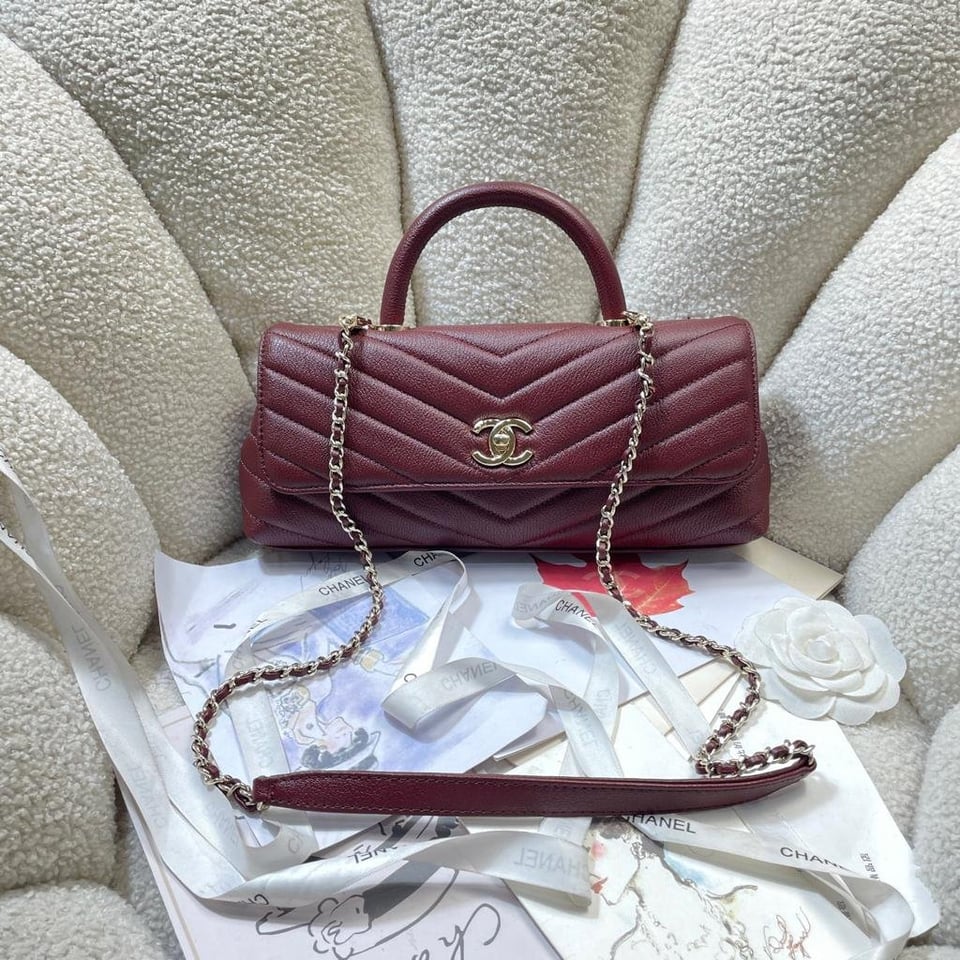 Chanel Maxi Flap Bag With Top Handle 31cm/12.2in Red AS6091 view 10
