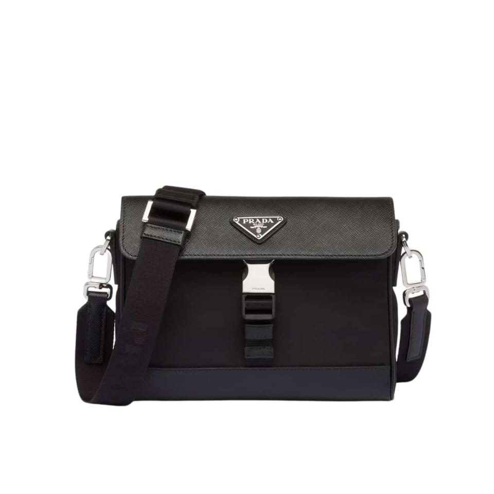 Prada Re Nylon And Saffiano Shoulder Bag Black 20Cm view 2