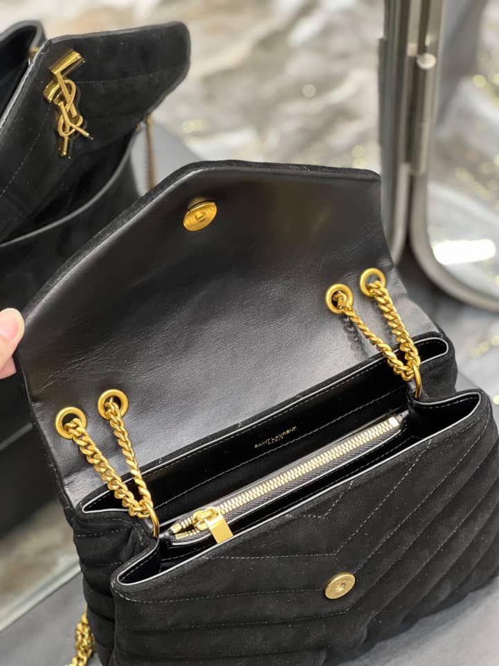 Saint Laurent Loulou Small Flap Bag Suede Black 25Cm view 9