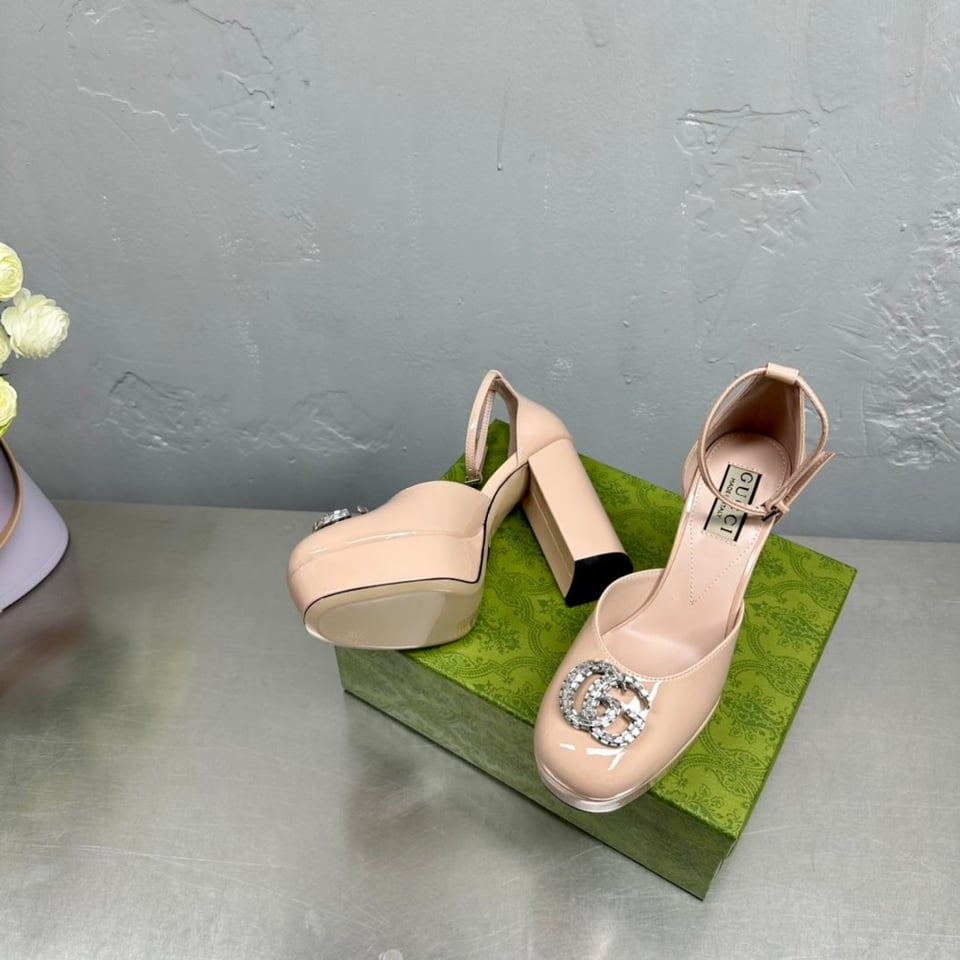 Gucci Women’S Platform Pump With Double G Beige view 3