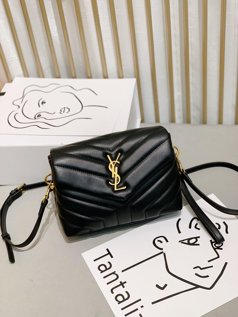 Saint Laurent Loulou Toy Strap Bag In Quilted Y Leather Black view 3