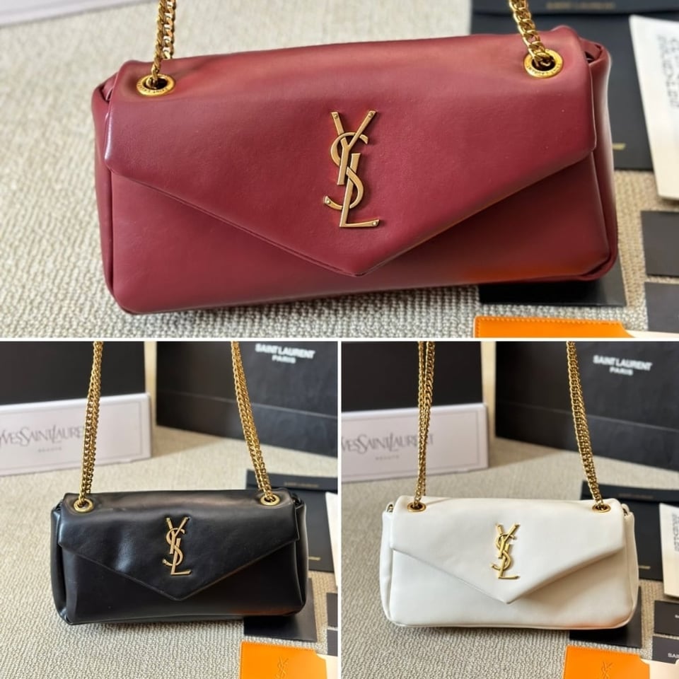 Saint Laurent Calypso Small In Plunged Rouge Merlot 27Cm view 5