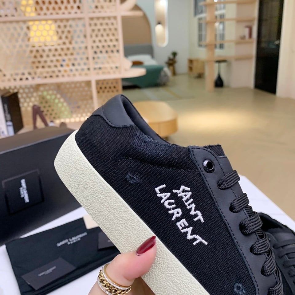 Saint Laurent Court Classic Embroidered Sneakers Black 611106Gup501000 view 4
