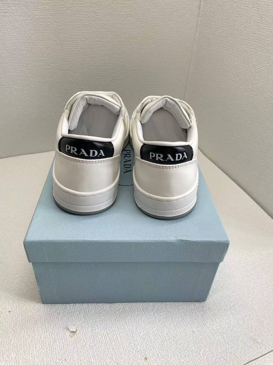 Prada District Perforated Leather Sneakers White view 6